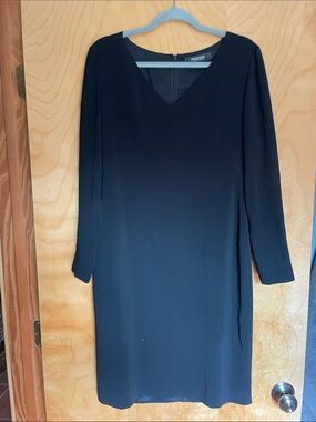 Emmanuel Black Long-Sleeve V-Neck Dress
